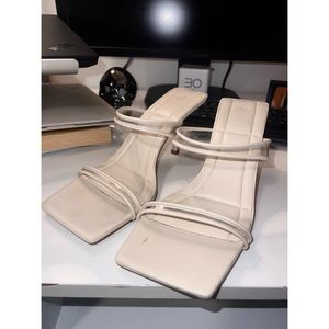 Zara Cream Heels with Square Toe Size 8